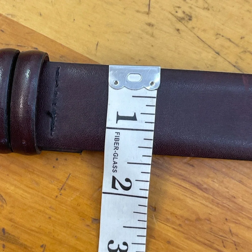 Unbranded Mens Belt Brown Bonded Leather with Brass Buckle‎ Sz 34 Solid USA-Made